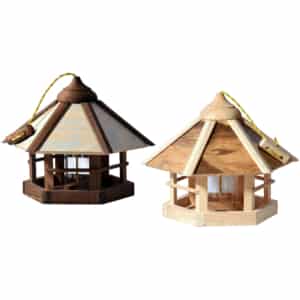 Klassisches Vogelhaus aus Holz mit Silo