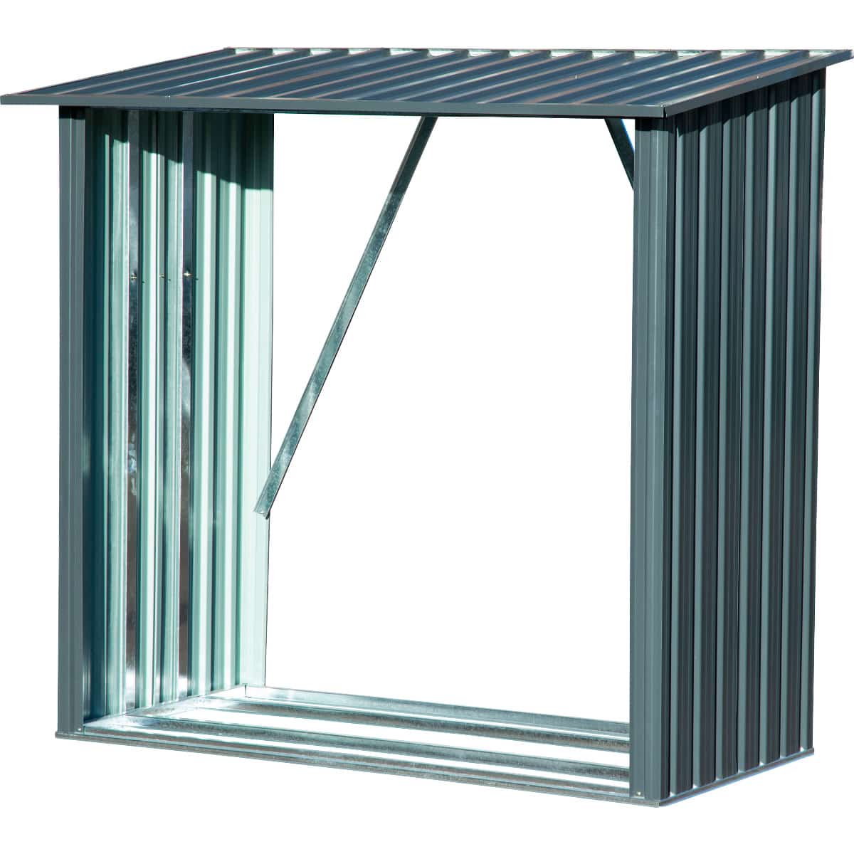 Metall Kaminholzregal - Holz-Unterstand - 1,5 m³ verzinkter Stahl - grau